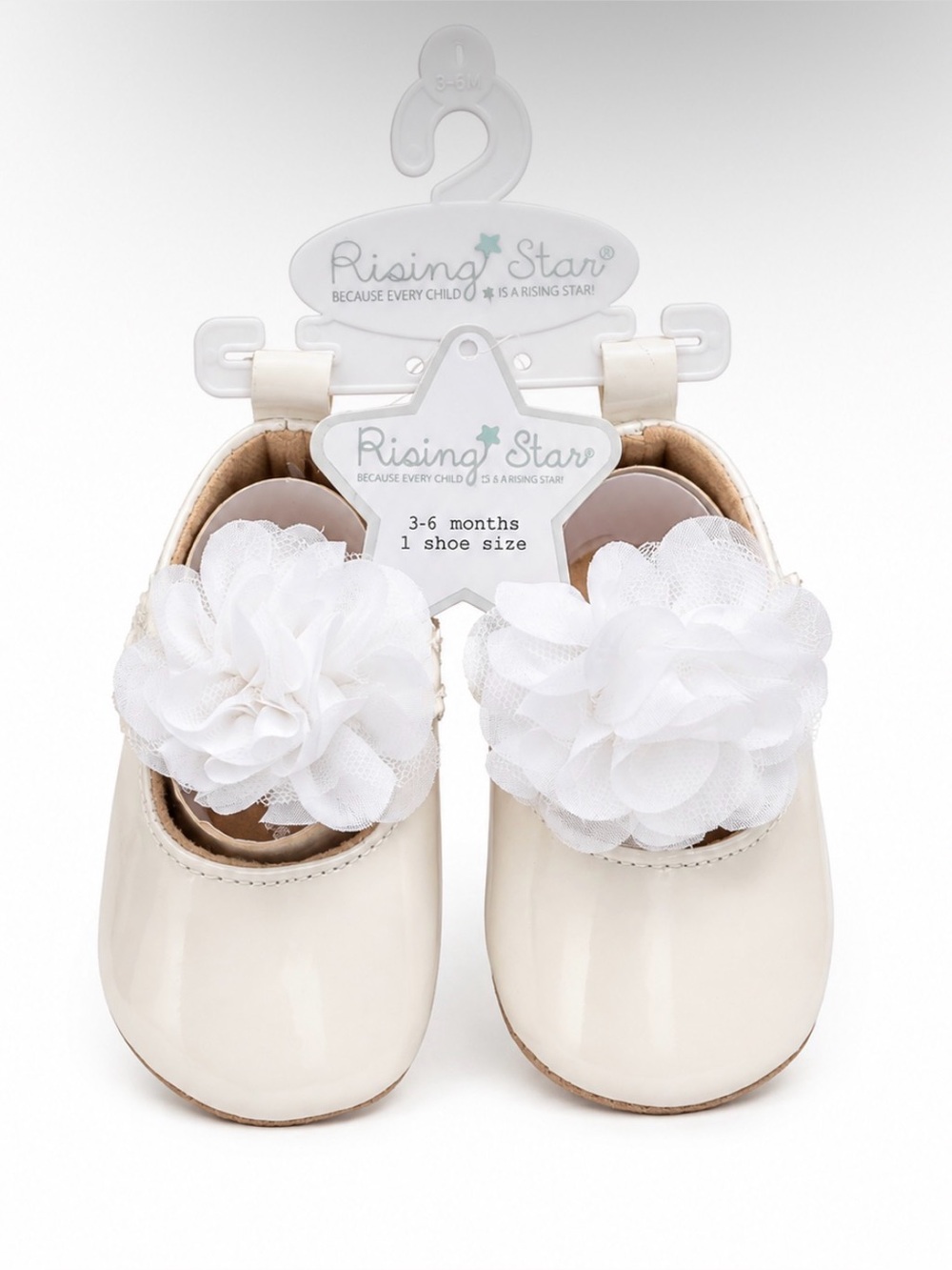 Rising Star NWT White/Ivory Infant Flower Shoes